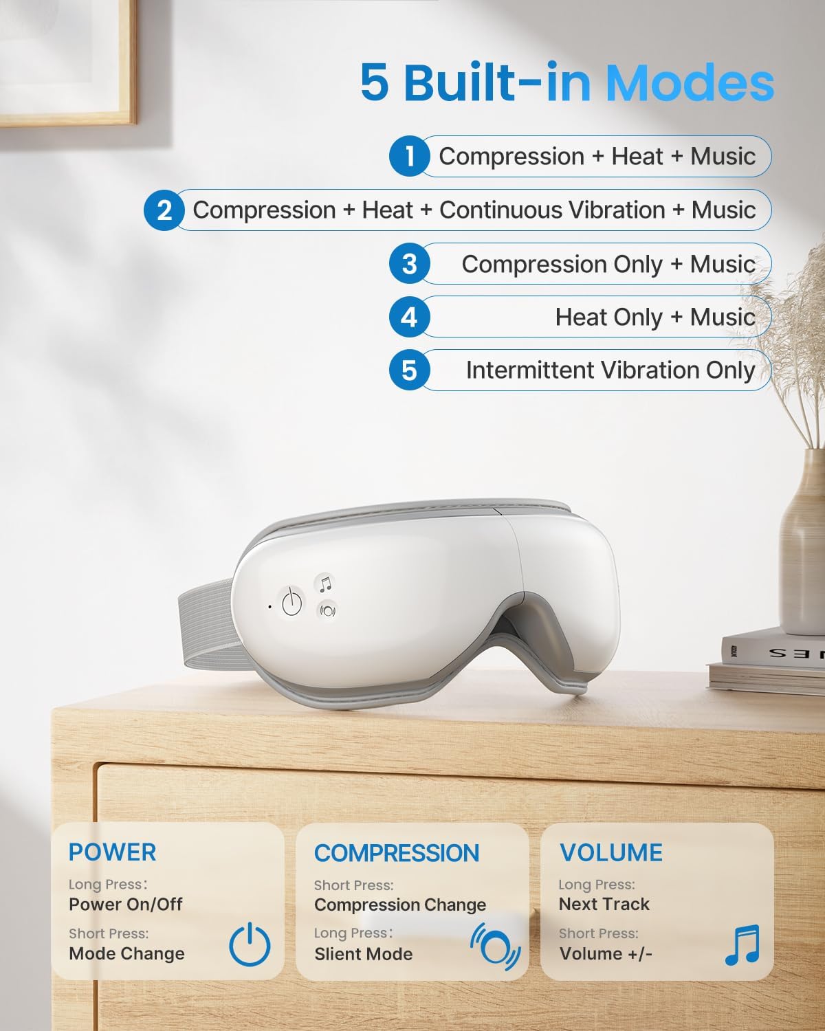 RENPHO Eyeris 1 - Eye Massager with Heat, Eye Massage Mask with Bluetooth Music, Compression, Eye Care Device for Relieve Eye Strain, Improve Sleep, Ideal Gifts for Women Men