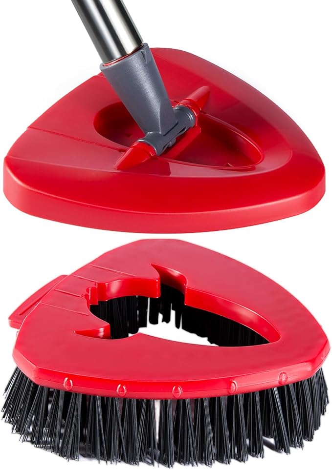 Scrub Brush with Refill Base, Spin Mop Head Scrubber Replacement Compatible