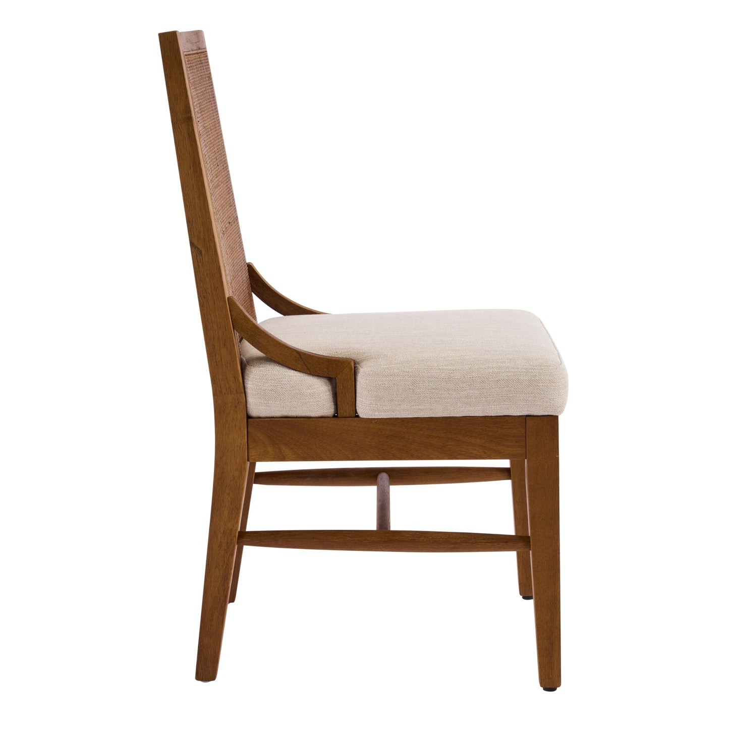 Christopher Knight Home Relinga French Country Upholstered Dining Chairs Set of 2, Wooden Dining Room Armless Chair with Cane Backrest, High Back Kitchen Side Chair, Beige+Walnut
