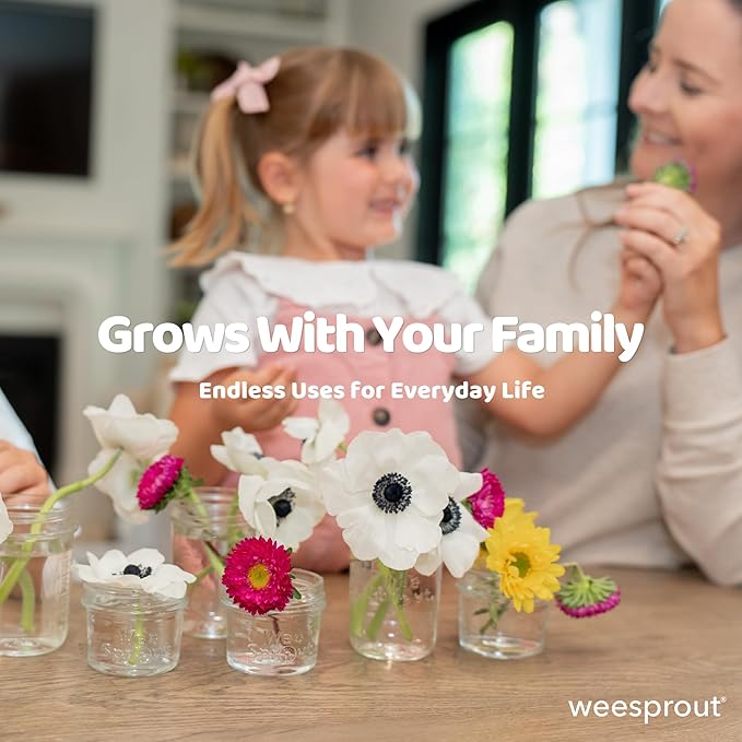 WeeSprout Baby Food Storage Glass Jars w/Lids (4 oz, 24 Pack) Bright Variety, Snack, Reusable Small Containers, Fridge or Freezer, Microwave & Dishwasher Safe, Essentials for Infants