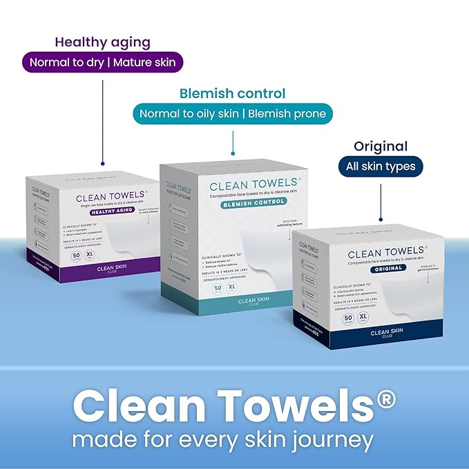 Clean Skin Club Clean Towels XL®, Travel Pack 100% USDA Biobased Disposable