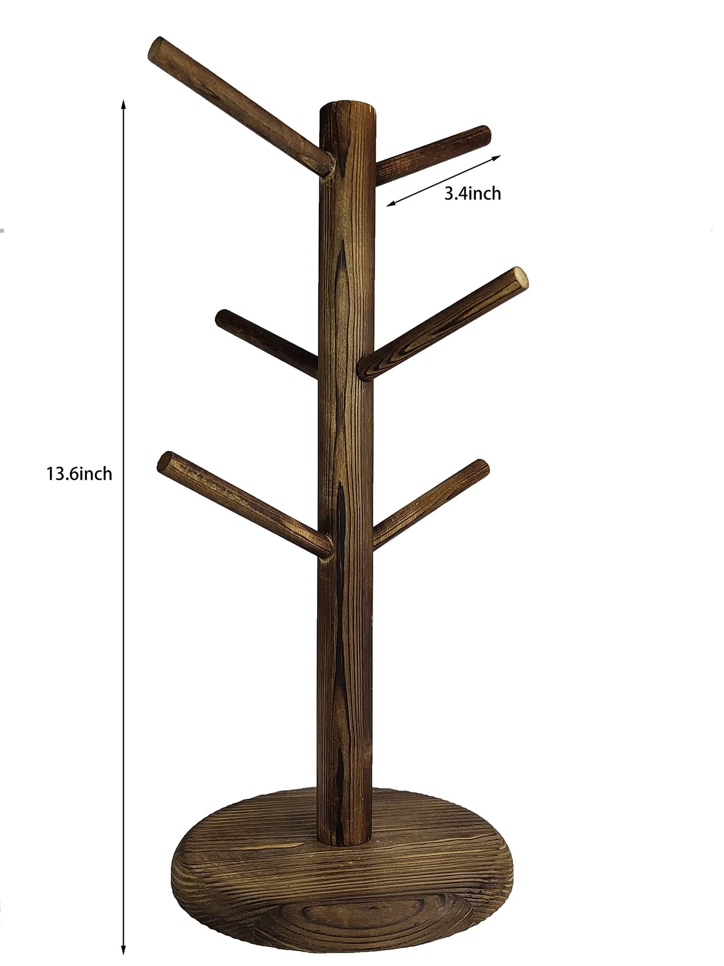 Dorhors Mug Holder Tree,Coffee Cup Holder with 6 Hooks, Wood Mug Rack for Counter,Coffee Bar Accessories and Orgnizer Station(Brown)