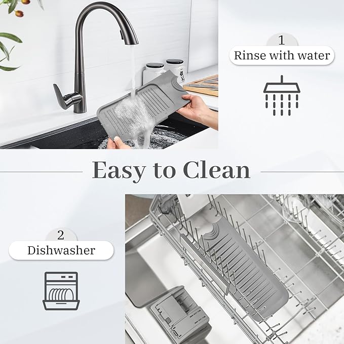 PoYang 24 Inch Faucet Mat for Kitchen Sink Splash Guard Behind Faucet, Sink