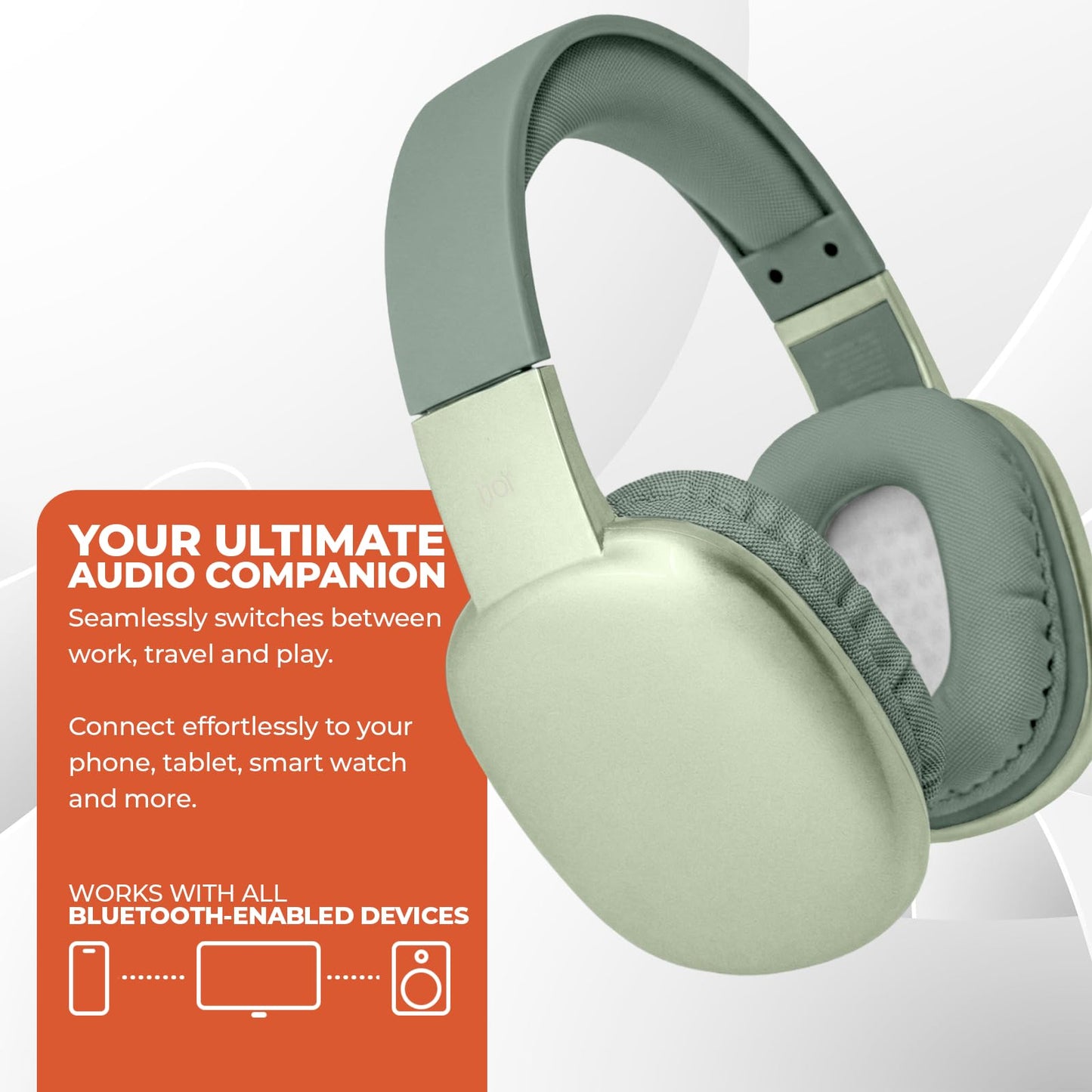 iJoy Ultra Wireless Over-Ear Bluetooth Headphones with Mic, Up to 10 Hours Playtime, Bluetooth Headset 33Ft Range with Backup AUX Cable & SD Slot, Wireless Headphones for Gaming, Work & Gym (Green)