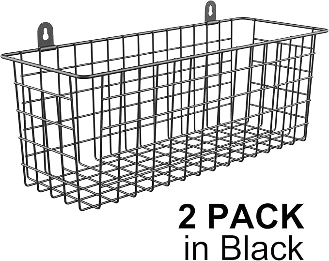 MaraFansie Wire Basket 2-Pack Hanging Wall Organizer Cabinet Storage Basket