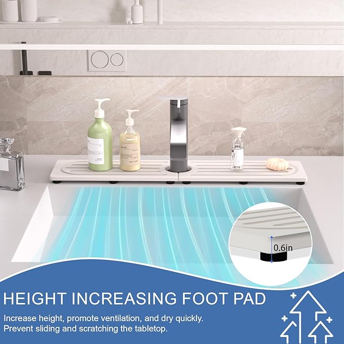 Stone Faucet Mat for Kitchen Sink, Water Absorbing Sink Water Splash Guard