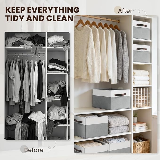 4 Pack Large Closet Storage Baskets Bins