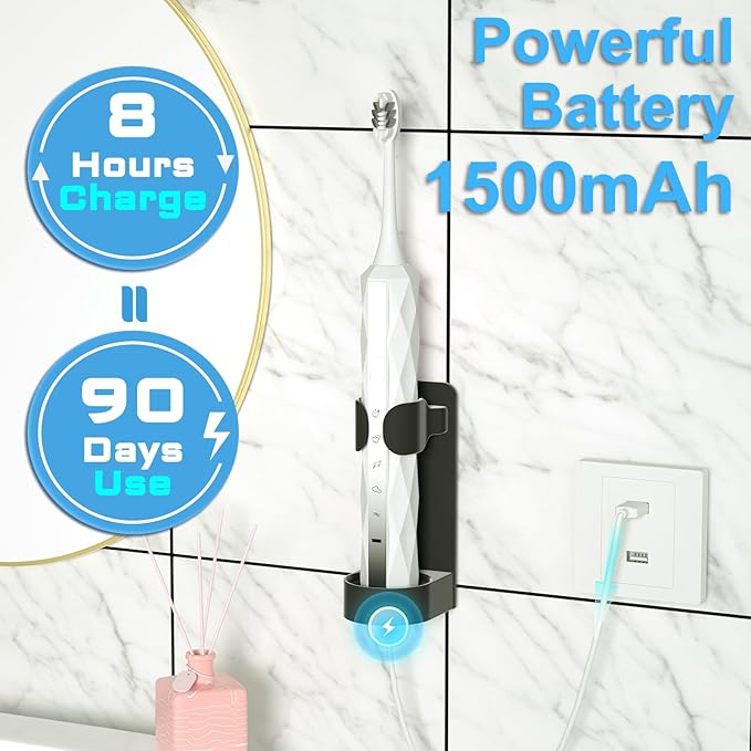 Diamond Style - Electric Toothbrush, 10 Brush Heads & Travel Case, 000 VPM