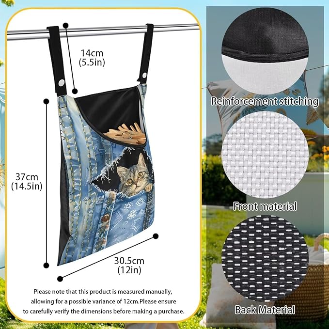 2 Pcs Clothespin Bag, Cat Pin Bag