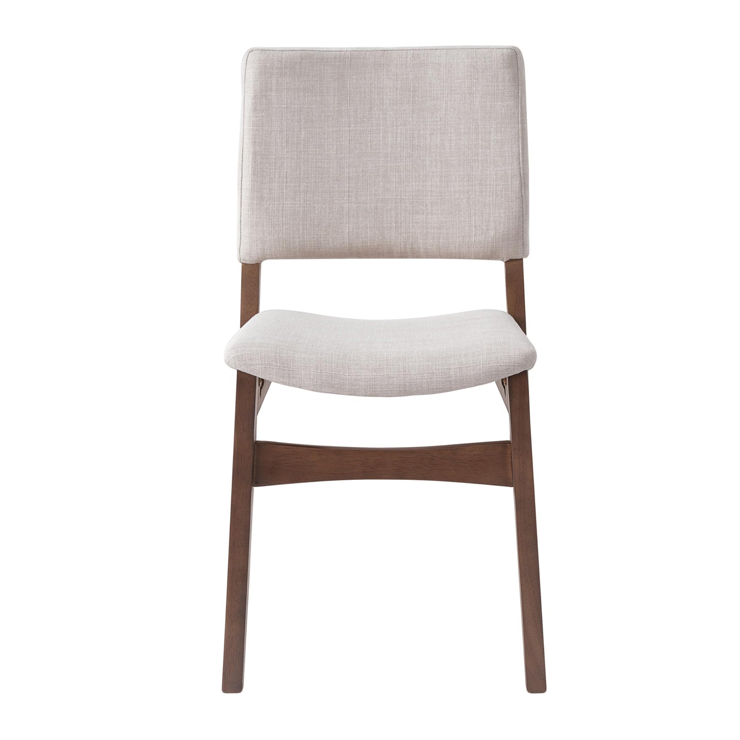 Upholstered Stackable Dining Chairs Set of 2 Linen Fabric Seat Backrest, Solid Wood Frame, Rustic Kitchen Chairs for Dining Room, Living Room, Dark Walnut BM21