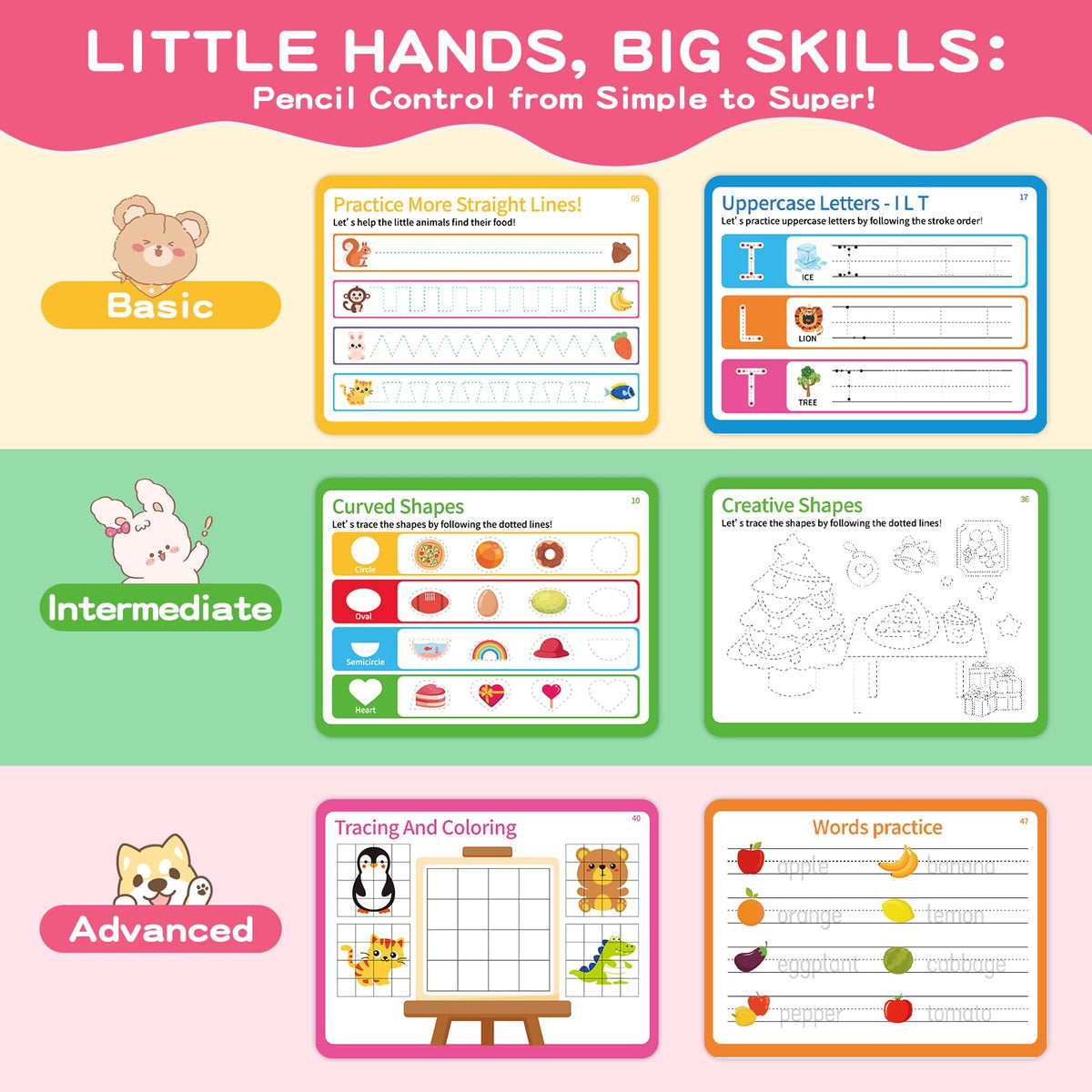 Preschool Learning Activities, Tracing Books for Kids Ages 3-5, Toddler Handwriting Practice Busy Book, ABC Alphabet Letter Number Tracing, Pre-K Kindergarten Workbook Activity Book for 3 4 5 Year Old