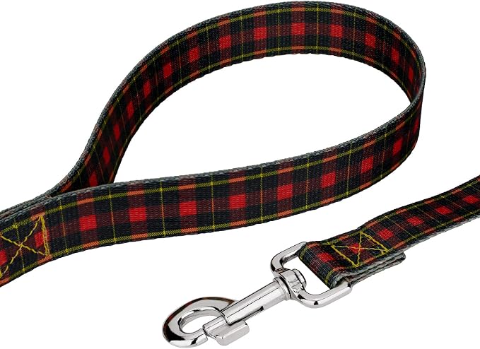 Country Brook Petz - Buffalo Plaid Everyday Dog Collar and Leash - Plaid and Argyle Collection Featuring Charming Designs (1 Inch, Medium)