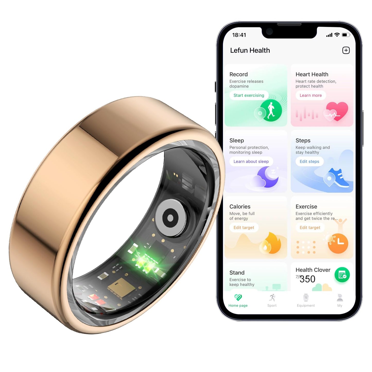 Smart Ring Fitness Tracker Ring for Women Men - Sleep Heart Rate Step Blood Oxygen Blood Pressure Health Tracker, 5ATM Waterproof Compatible with Android & iOS, No App Subscription, 5 Day Battery(10#)