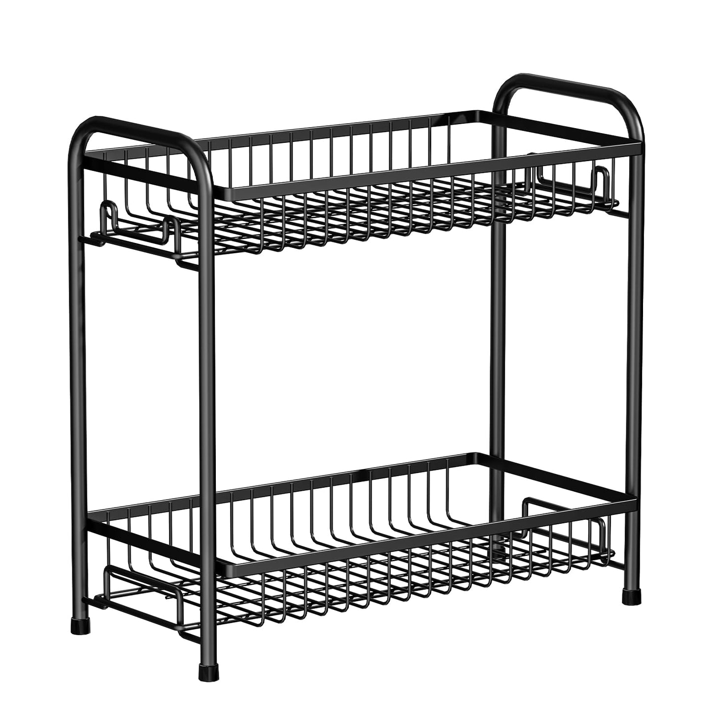AURIKAR Spice Rack for Countertop, 2-Tier Standing Sturdy Metal Seasoning Organizer Holder, Space Saving Spice Shlef for Kitchen, Cabinet, Pantry Storage, Easy Assembly, Black