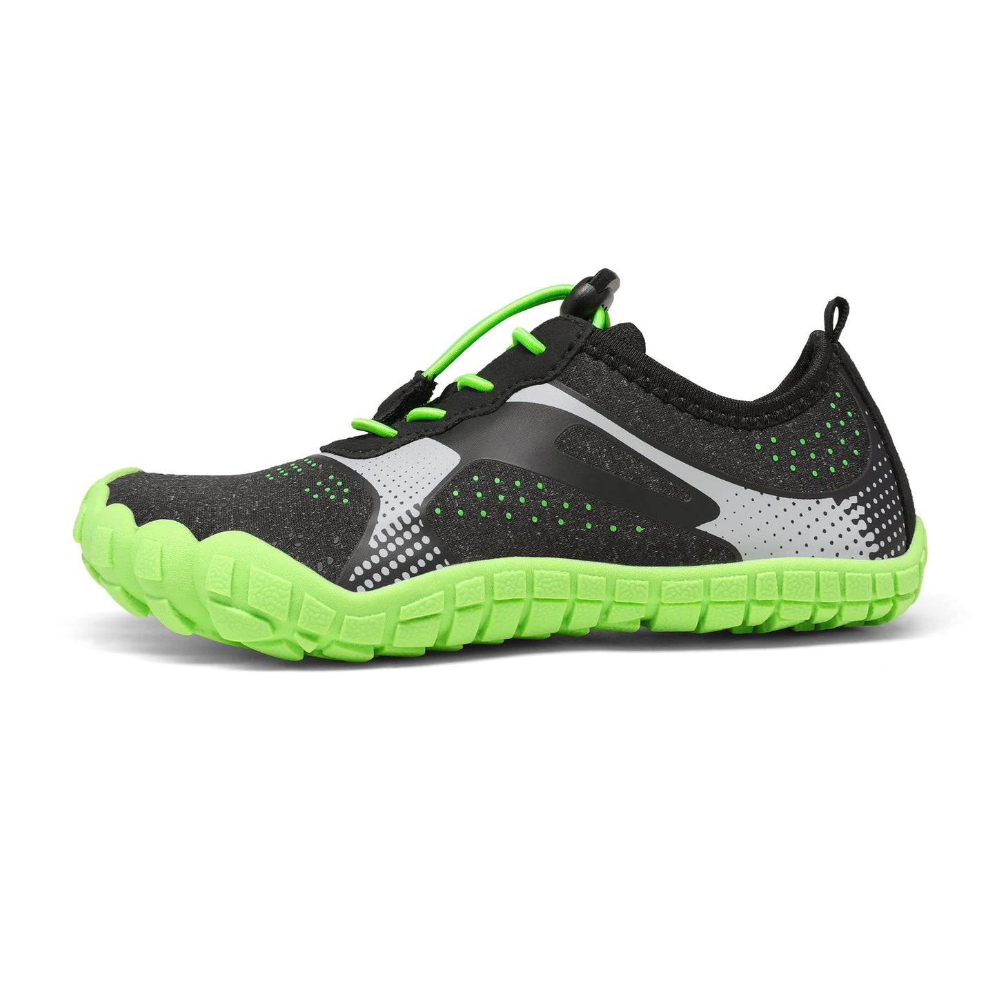 NORTIV 8 Kids Water Shoes, Lightweight Quick Dry Barefoot Athletic Aqua Sports Shoes for Boys & Girls, Outdoor, Summer (Toddler/Little Kid/Big Kid), Size 4 Big Kid,Black/Neon/Green,Aqua-K1