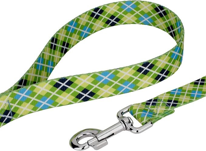 Country Brook Petz - Margarita Argyle Everyday Collar and Leash - Plaid and Argyle Collection Featuring Charming Designs (5/8 Inch, Small)