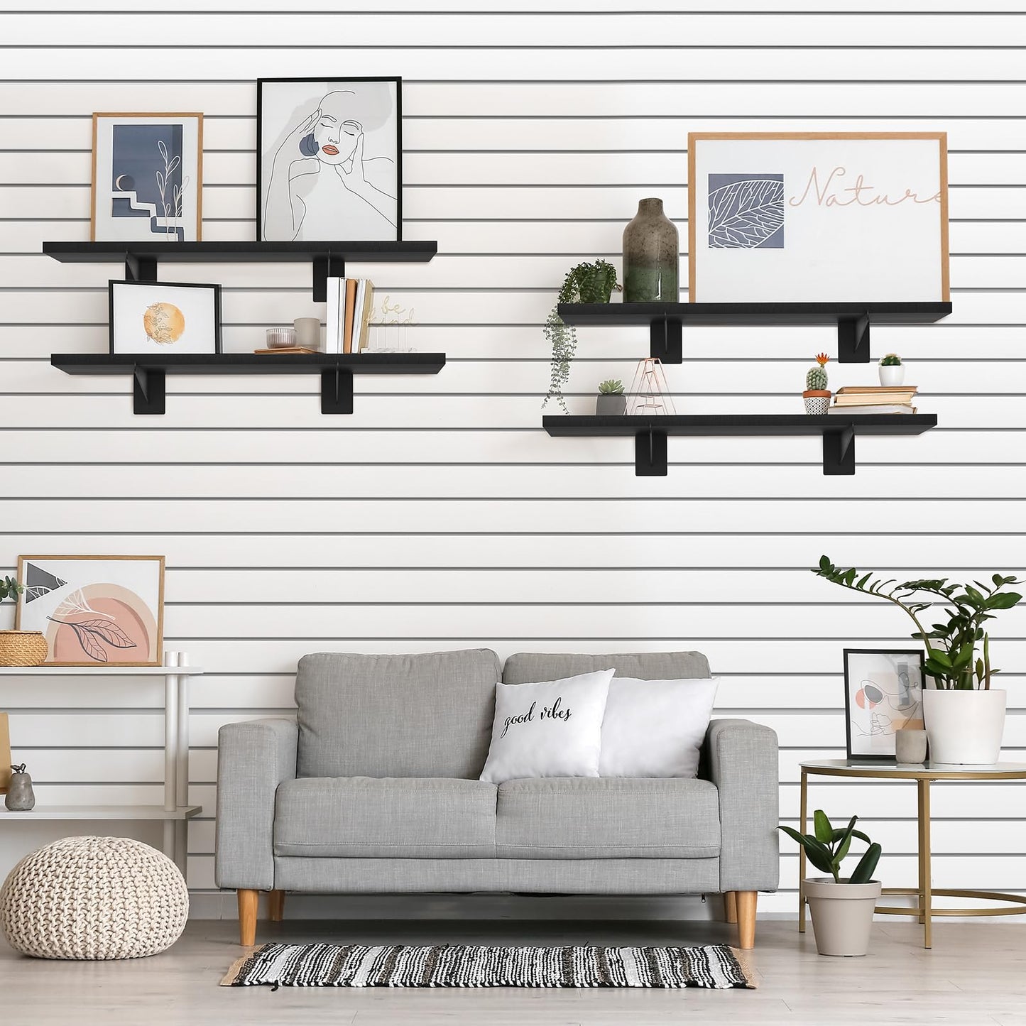Tcevily 3 Pack Wooden Slatwall Shelf, 24" x 12" Slat Wall Shelves with Metal Brackets Heavy Duty Slatwall Shelving Organizer Accessories for Home Garage (3, 11.8" x 23.6")