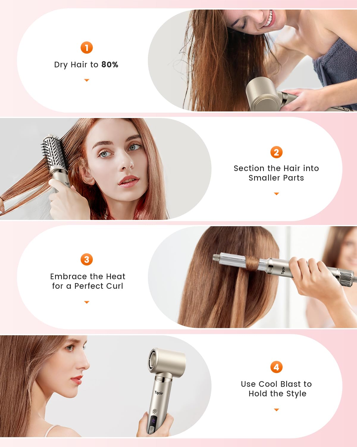 5-in-1 Professional Hair Dryer Brush, Powerful Multi-Styler with Auto-Wrap Curlers, Fast Drying Curling Straightening Volumizing Without Heat Damage, Storage Case Best Gift for Girl/Women