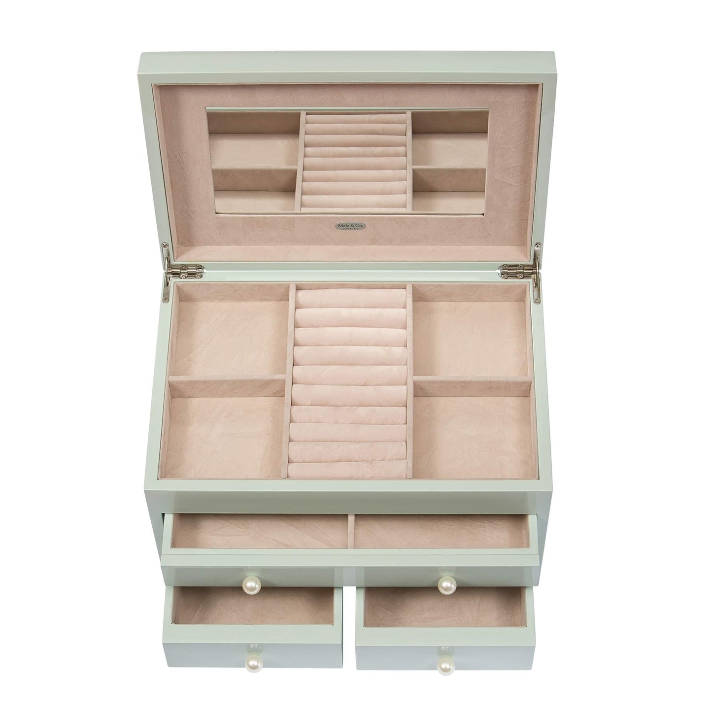 Mele and Co Bianca Wooden Jewelry Box in Seafoam Finish