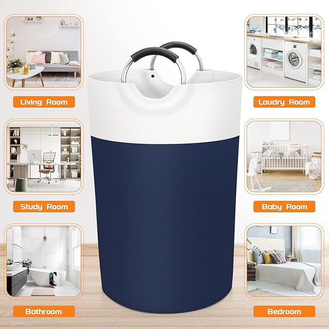 BlissTotes 115L Laundry Basket, Freestanding Laundry Hamper, Collapsible Dirty