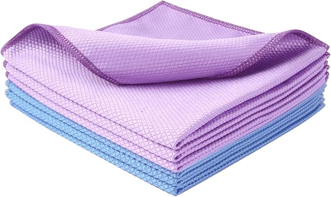 SINLAND Microfiber Glass Cleaning Cloth, Lint Free Cleaning Cloths