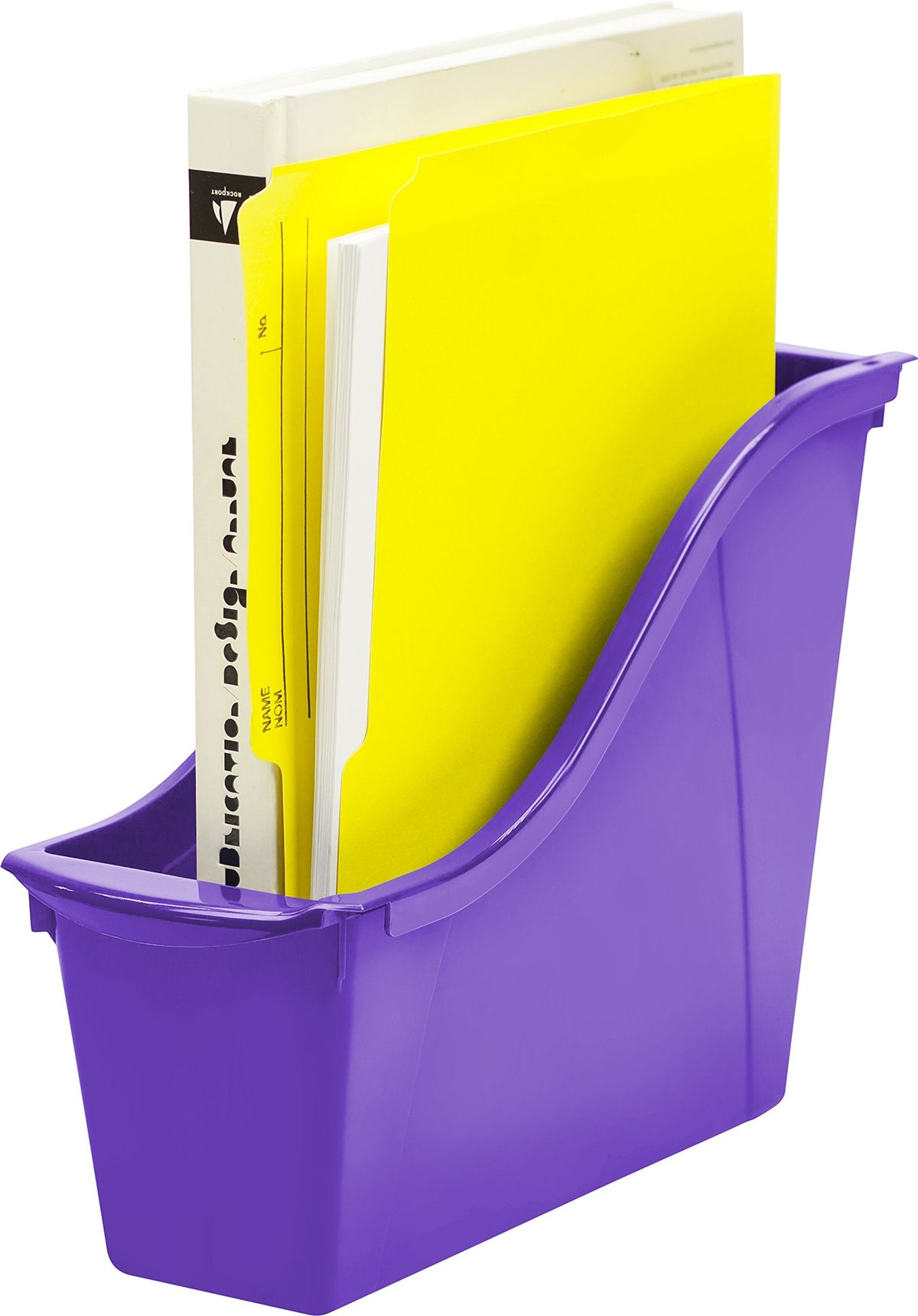Storex Small Book Bin – Interlocking Plastic Organizer for Home, Office and Classroom, Purple, 6-Pack (71110C06C)