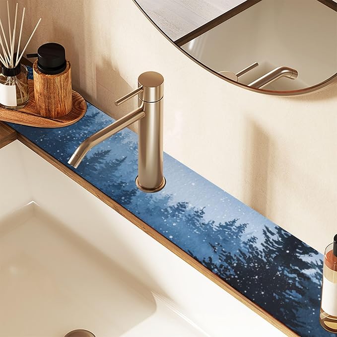 Kitchen Sink Splash Guard 2 PCS 30 Inch Sink Faucet Mat Splash Guard