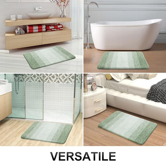 OLANLY Bathroom Runner Rugs Mat 47x20, Extra Soft Absorbent Microfiber Bath Rugs, Rubber Backing, Quick Dry, Washable Long Bath Mats for Bathroom, Tub and Shower, Home Decor Accessories, Sage Green