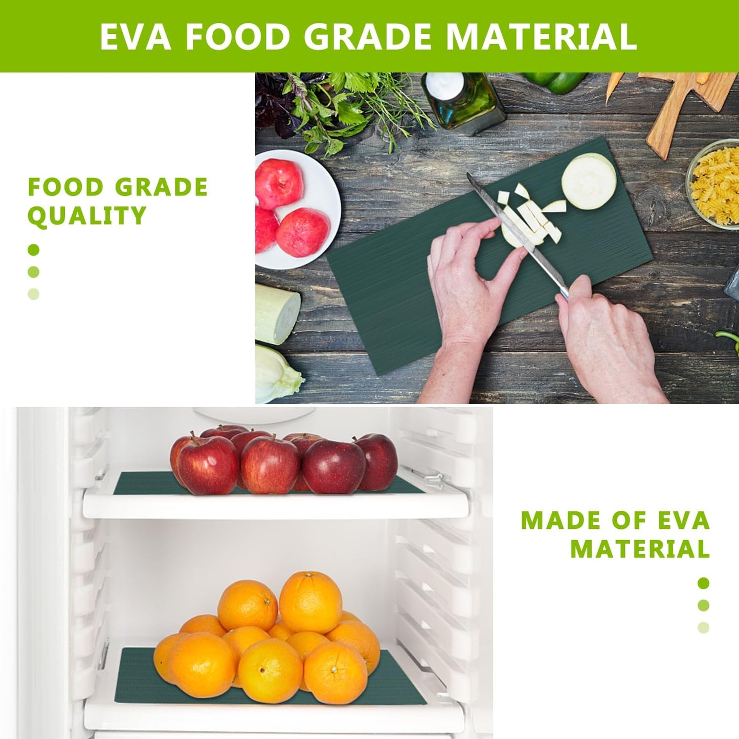 Shelf Liners Non Adhesive Kitchen Drawer Cabinet Liner, 11.8 x 157.5 inches Waterproof Durable Liners for Shelves Refrigerator Pantry Cupboard Protector Mat, Green