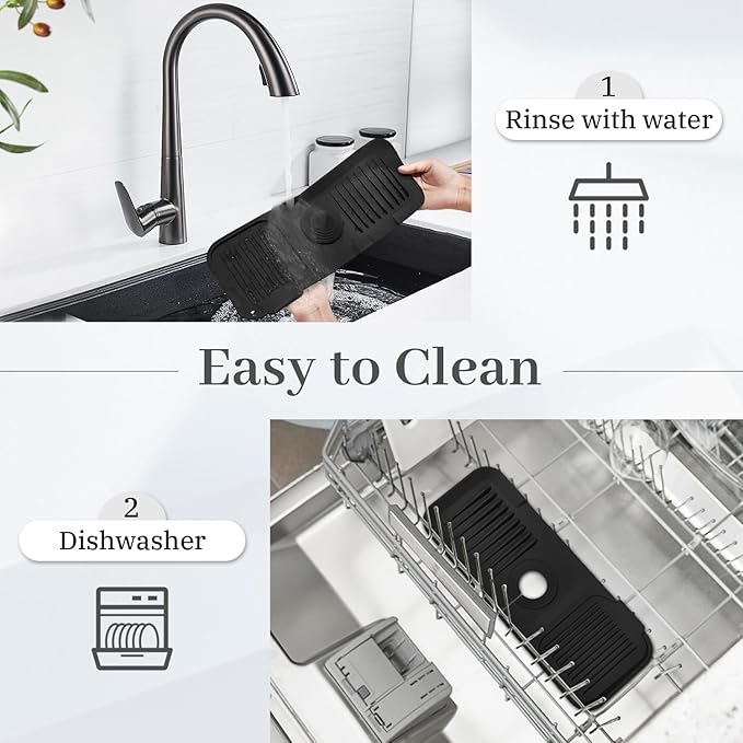 PoYang 14.6 Inch Faucet Mat for Kitchen Sink Splash Guard Behind Faucet