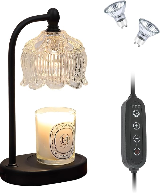 MEIXISUE Black Candle Warmer Lamp with Timer and Dimmer,Flameless Wax Melt Warmer for Jar Candles with 2 Bulbs,House Warming Gifts,Mother's Day/Birthday Gifts for Mom/Wife,Home Decor