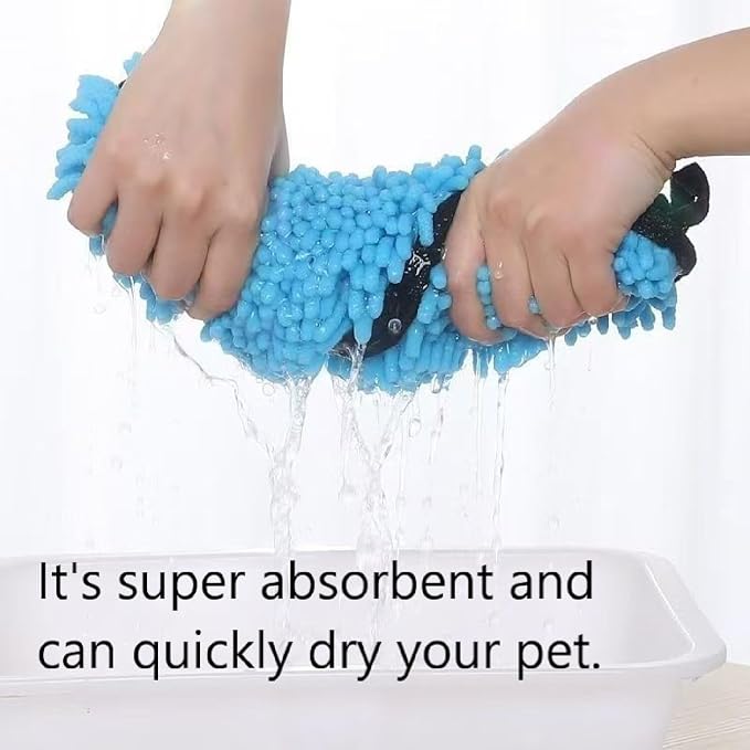 Dog Towel | Quick Dry Ultra Absorbent Microfiber Shammy | Extra Large 24.41x9.06 Dog Bath Towel with Hand Pockets | Dog Drying Towel for Dogs & Cats | Grey, Yellow, Blue (Grey)