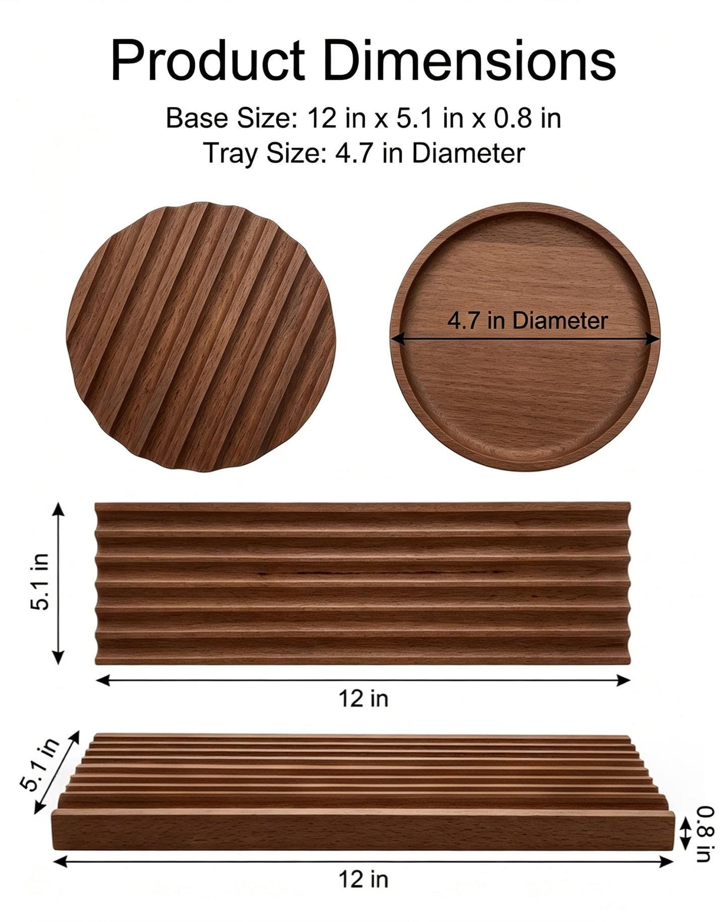 LITAITAI Horizontal Pen Holder for Desk, Walnut Pen Holder with 5 Compartments,Pen Tray Office Accessory, Teacher Gifts, Suitable for School, Home,Pen Tray for Desk (Walnut)