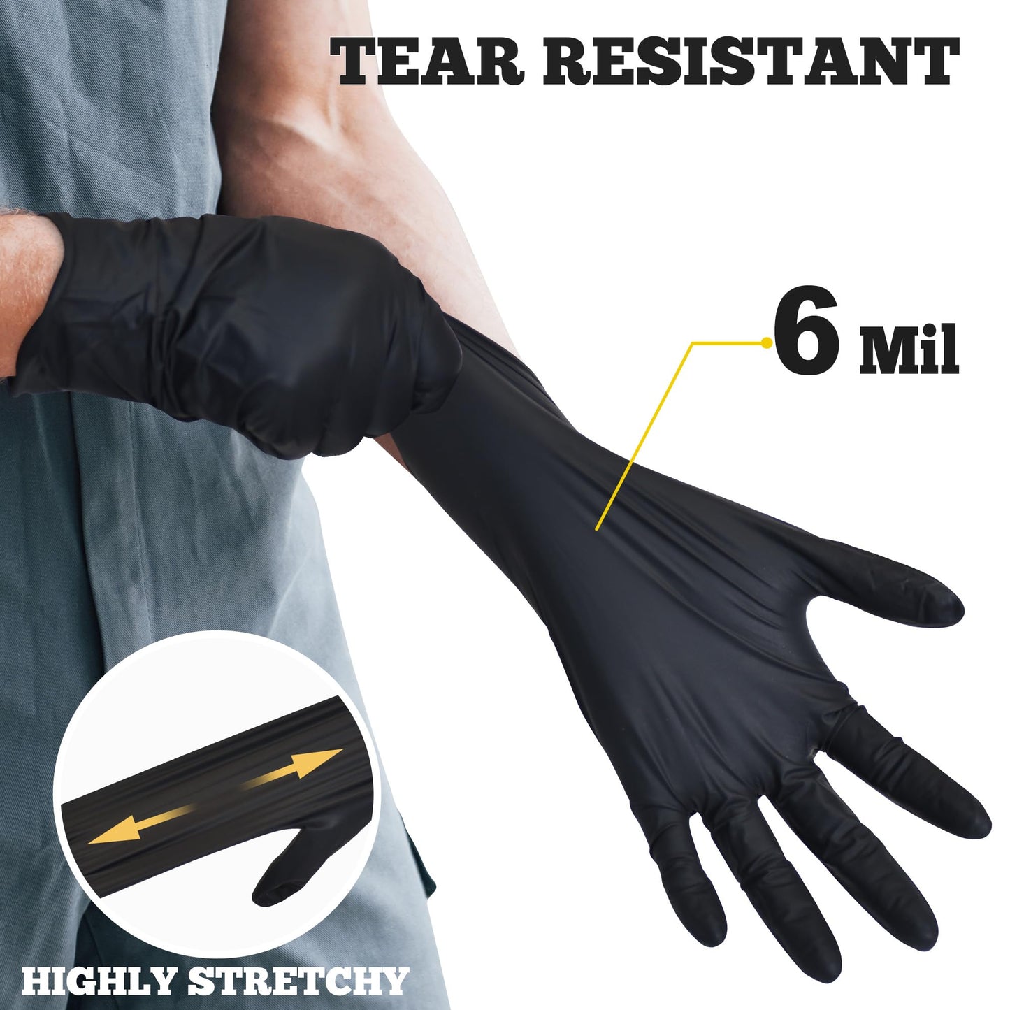 TitanFlex Disposable Nitrile Exam Gloves, 6-mil, Black, XL 100-ct Box, Heavy Duty, for Cooking, Mechanics, Latex Free, Food Safe Rubber for Food Prep