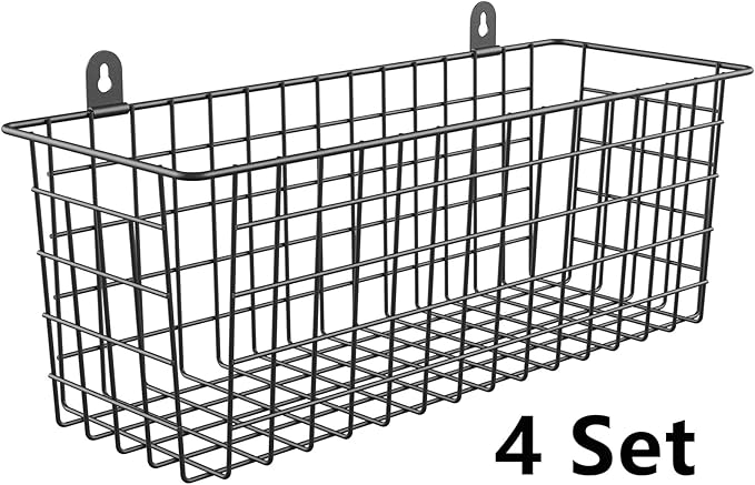 MaraFansie Extra Large Hanging Wall Basket 4-Pack Wall Mounted Wire Basket