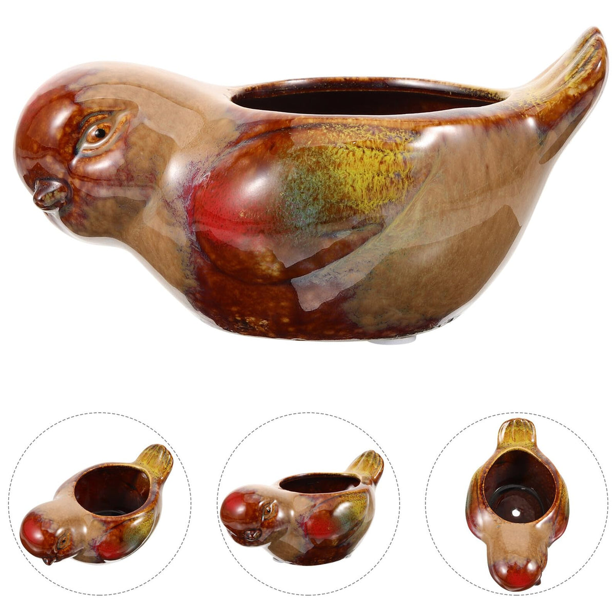 DOITOOL Ceramic Succulent Pots Bird Shaped Planter for Indoor Plants Small Decorative Pot Suitable for Home and Office Gardening