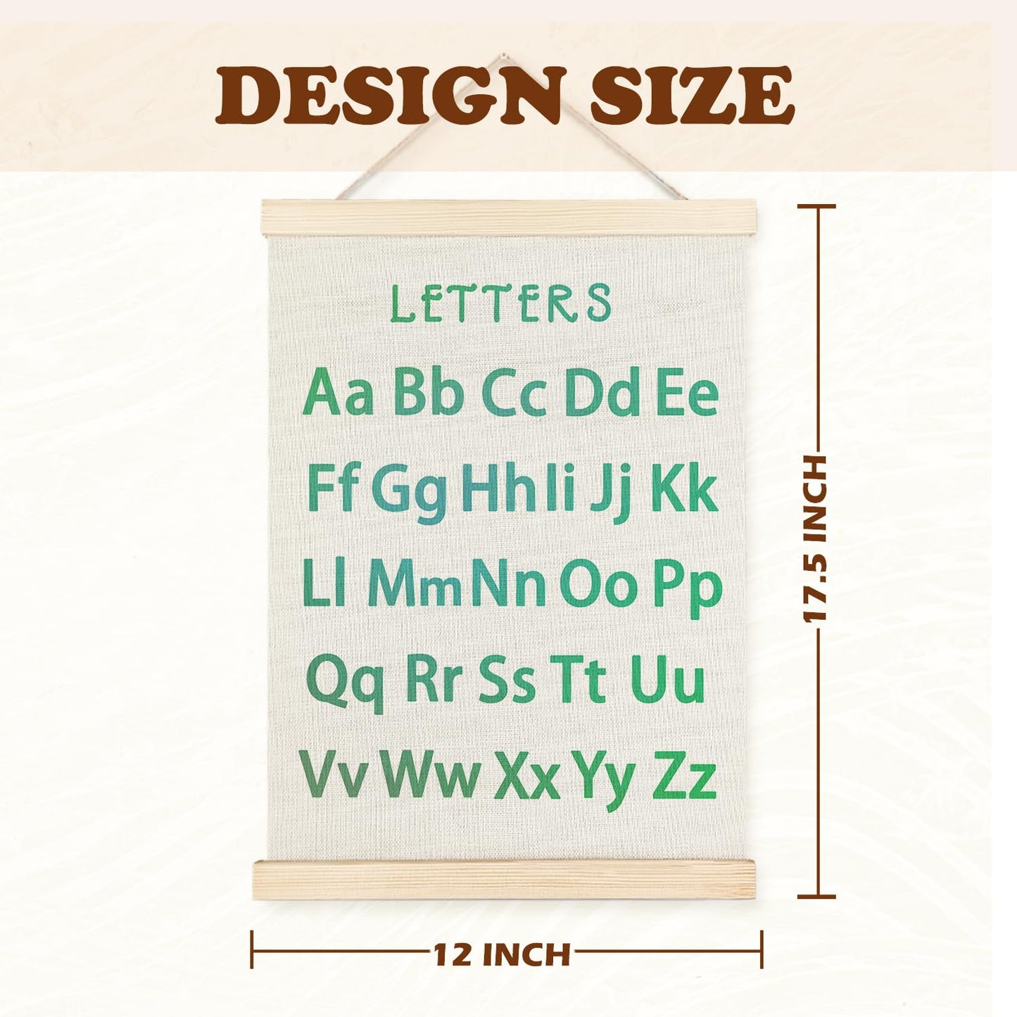 Supwhd Classroom Wall Decor, Numbers and Alphabet Educational Wall Art Poster, Alphabet ABC Numbers from 1 to 20 Poster Wall Decor for Toddler Kids Room Playroom Classroom, 12x16 Set of 2(Green)