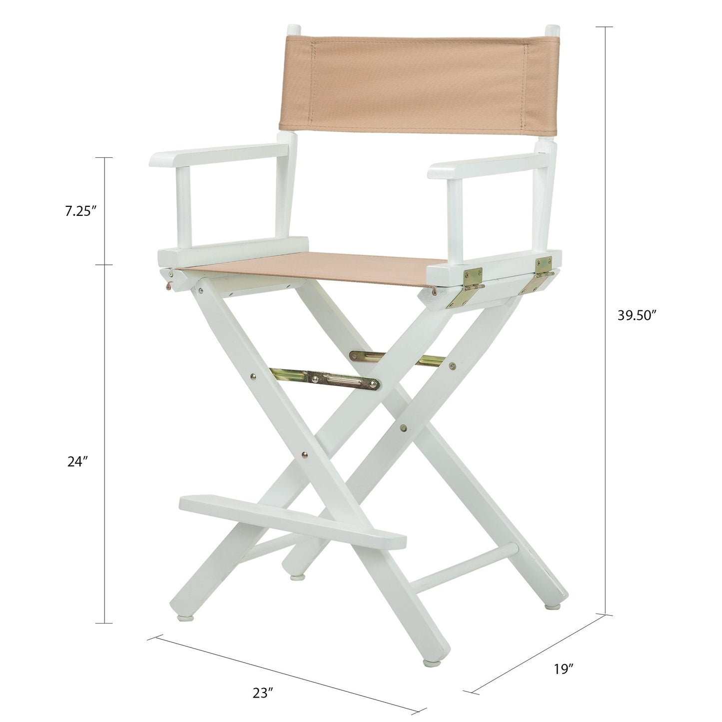 Casual Home 24" Director's Chair White Frame with Tan Canvas, Counter Height