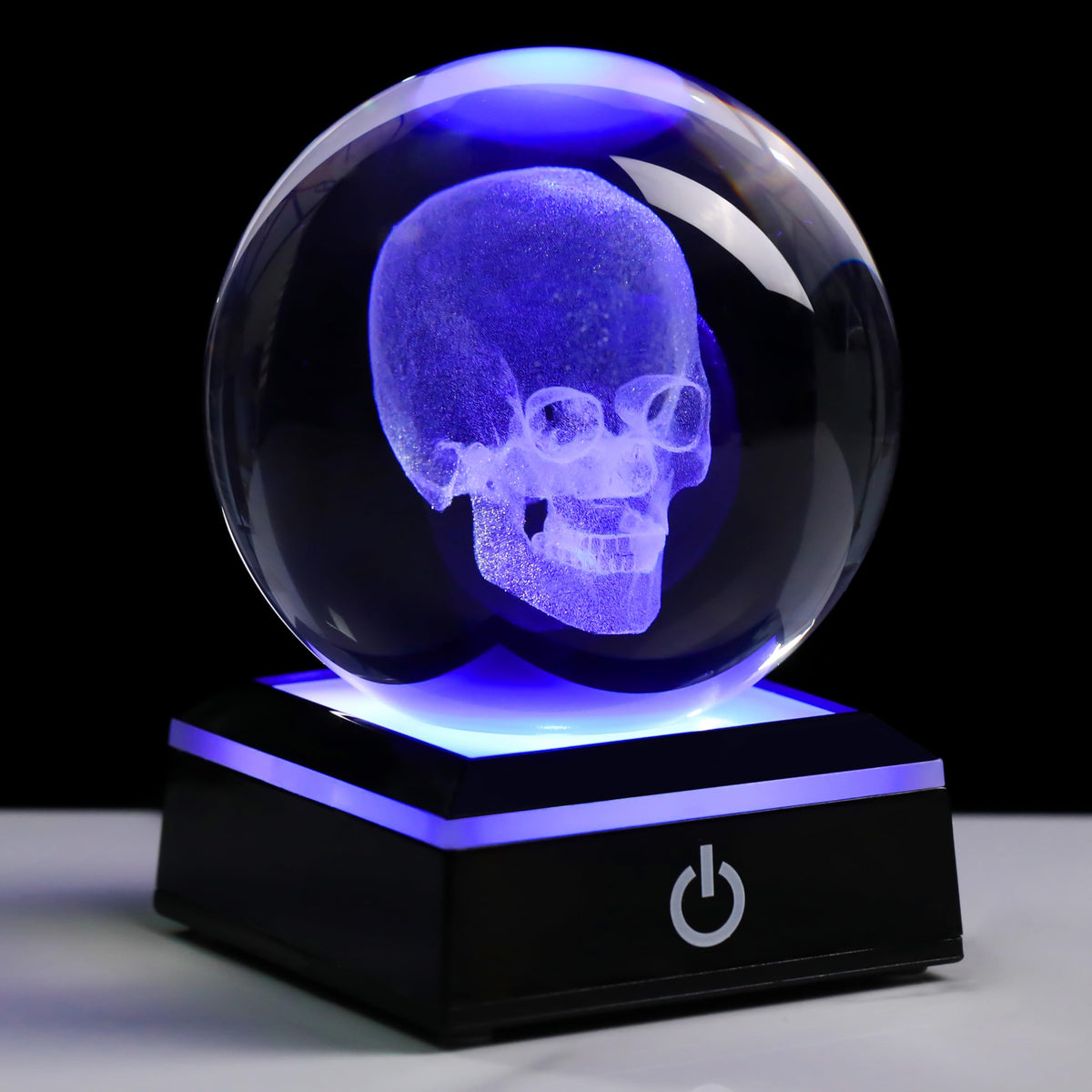 Qianwei 3D Crystal Skull Decor- 80MM Halloween Skull Light Witch Figurines Occult Medieval Goth Satanic Home Desk Glass Skull Decor Witchy Gifts Horror Statue