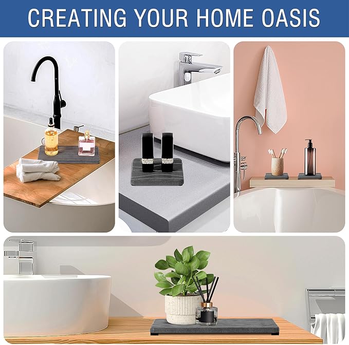 3PCS Water Absorbing Stone Tray, Fast Drying Stone Sink Tray, Stones Soap Trays