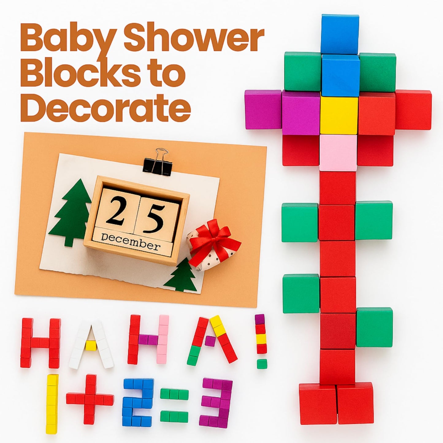 Barydat 10 Pcs 3.15 in Baby Shower Blocks to Decorate Game Large Unfinished Wooden Blocks for DIY Project Table Decor Wood Square Blank Cubes for Craft Party Decorations