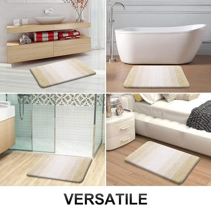 OLANLY Large Bathroom Rugs Mat 54x24, Extra Soft Absorbent Microfiber Bath Rugs, Rubber Backing, Quick Dry, Washable Bath Mats for Bathroom Floor, Tub and Shower, Home Decor Accessories, Light Beige