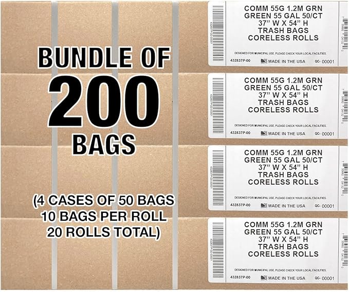 Ultrasac Heavy Duty 55 Gallon Green Trash Bags