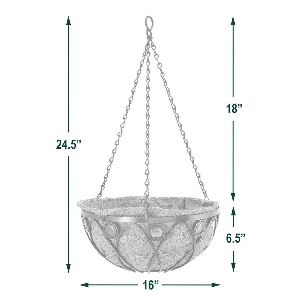 Arcadia CB02 Emerald Series Round Hanging Basket Planters, 16-Inch