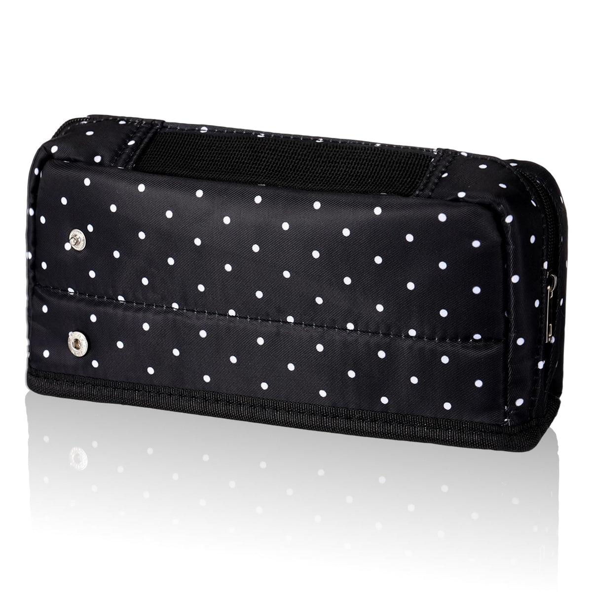 Gueevin Large Capacity Pencil Case Polka Dot Pen Pouch with Multiple Compartments Foldable Portable Pencil Case Black White Stationery Organizer Bag for Adults (Black)