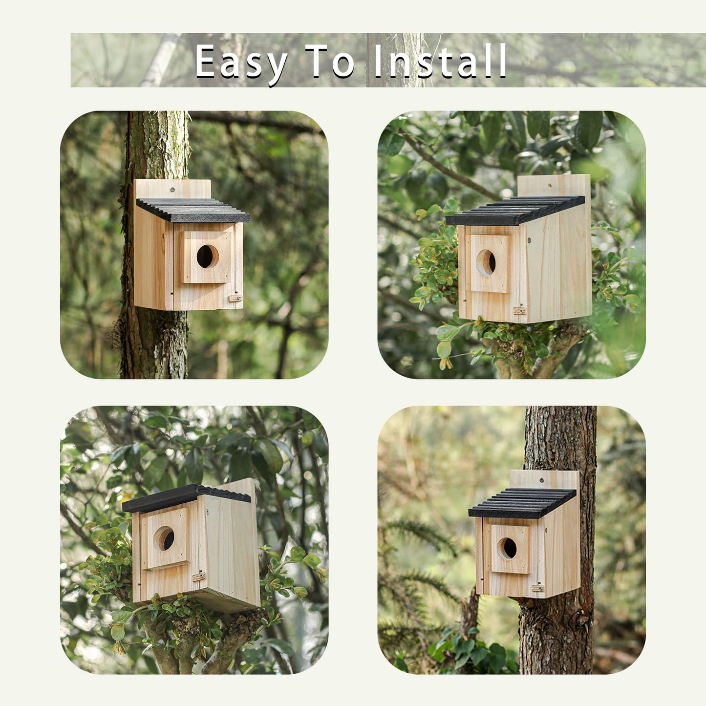 CLACKIBUKVYZ Birdhouse for Outdoors Clearance, Wooden Bluebird House for Outside, Weatherproof Hanging Bird Nesting Box for Finch, Cardinal, Wild Bird Watching (Easy Clean, Ventilated)
