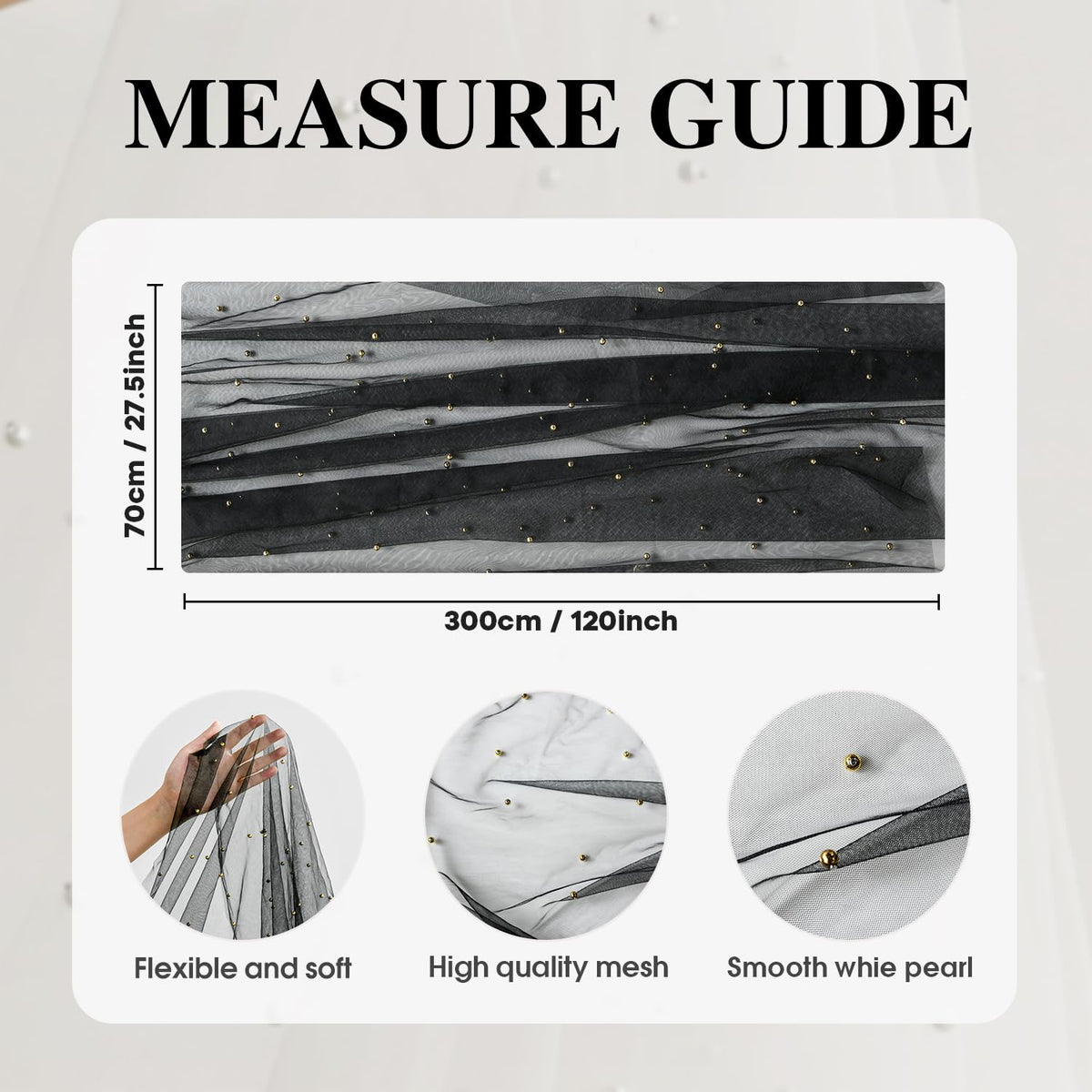 Artoid Mode 3PCS Pearl Black Gauze Table Runner 120 Inch 10FT, Seasonal Sheer Dining Holiday Wedding Birthday Baby Shower Table Decor for Home Party