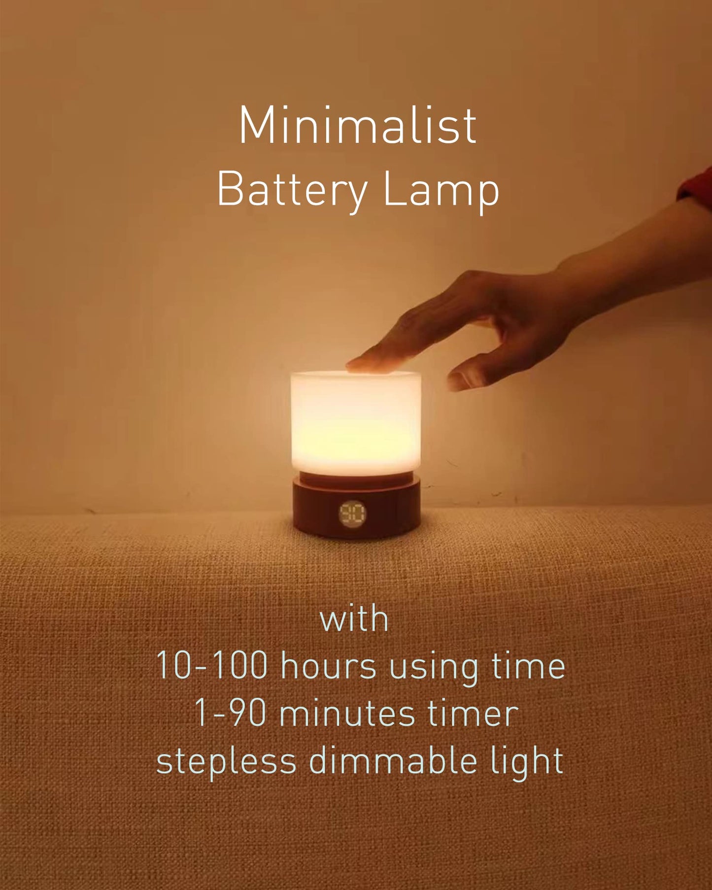 Smilodon Timer Night Light,Dimmable LED Bedside Lamp,Night Light Kids and Baby Nursery,Woodgrain,Sleep Aids Light,Rechargeable,Battery Operated