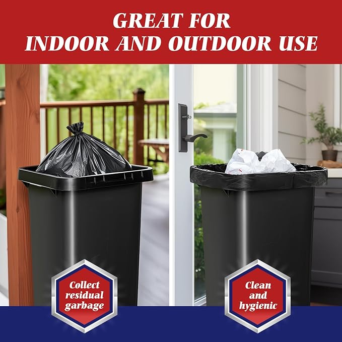 Teivio Black Trash Bags 20-25 Gallon 60 Count | Large Multipurpose | Fit 18