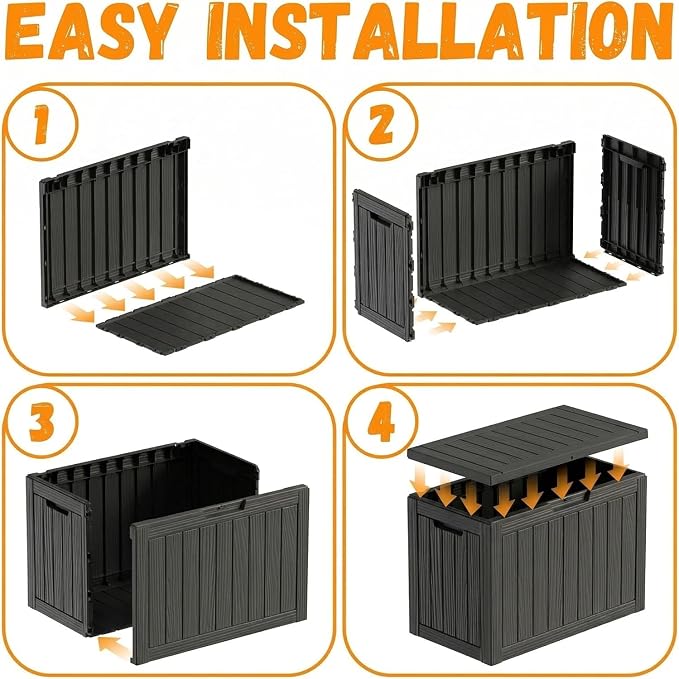 50 Gallon Outdoor Package Delivery Box, Black | Lockable Secure, Waterproof & Weatherproof, Resin Parcel Drop Box, For Porch, Garden, Backyard, Patio & Lawn